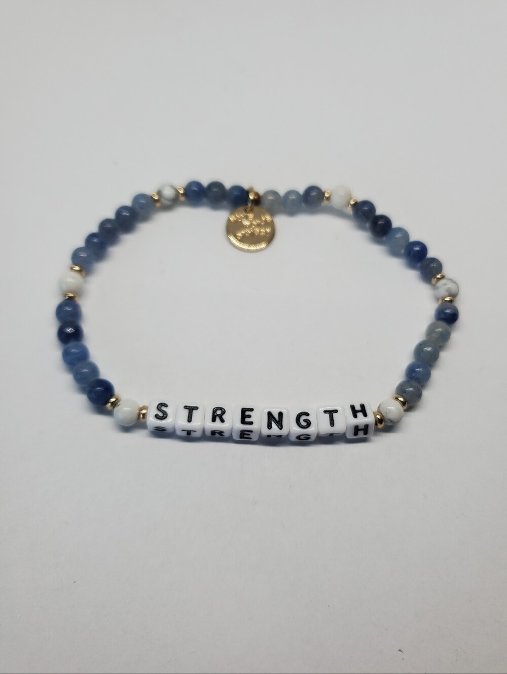 Little Words Project Strength Blue Stone Bead Stretch Bracelet